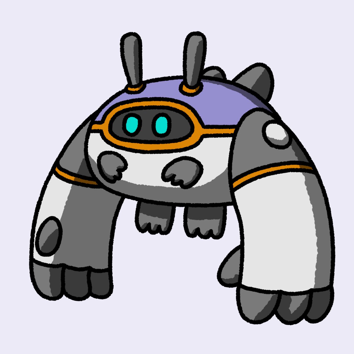 テツロウ バグッチ 大きなサイドアームを持つロボットペット サイドアームでじゃれついてきたり荷物運びを手伝ってくれたりするぞ 触覚がチャームポイント ロボット ペット アーム 触角 アンテナ オリジナルキャラクター イラスト