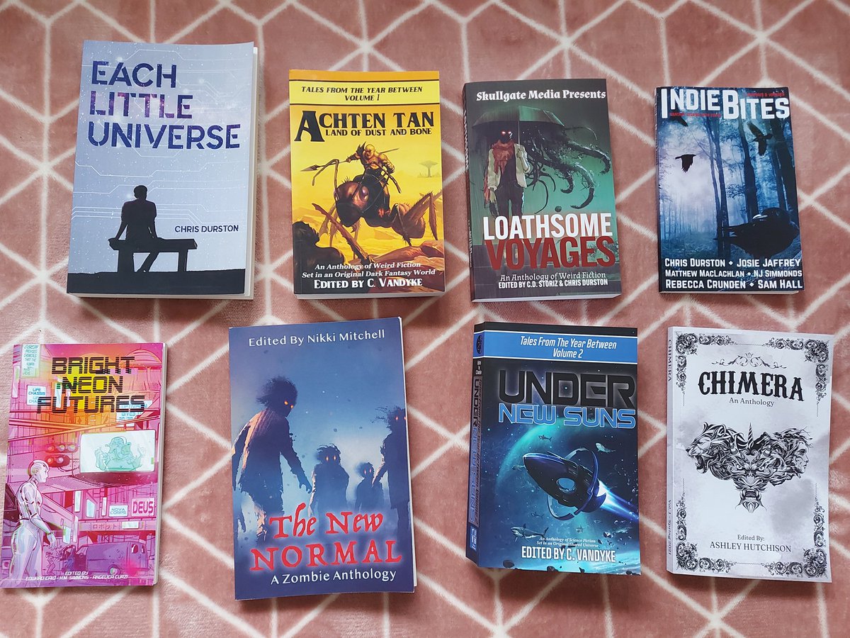 chrisdurstonish's tweet photo. I thought it would feel kinda satisfying just to lay out all the books I've had some involvement in (writer, editor, or contributor), just just see what it'd look like. 

I was right. 

(The oldest is coming up for its first birthday, so keep an eye out for a celebratory sale!) https://t.co/LBVpzFQr9S