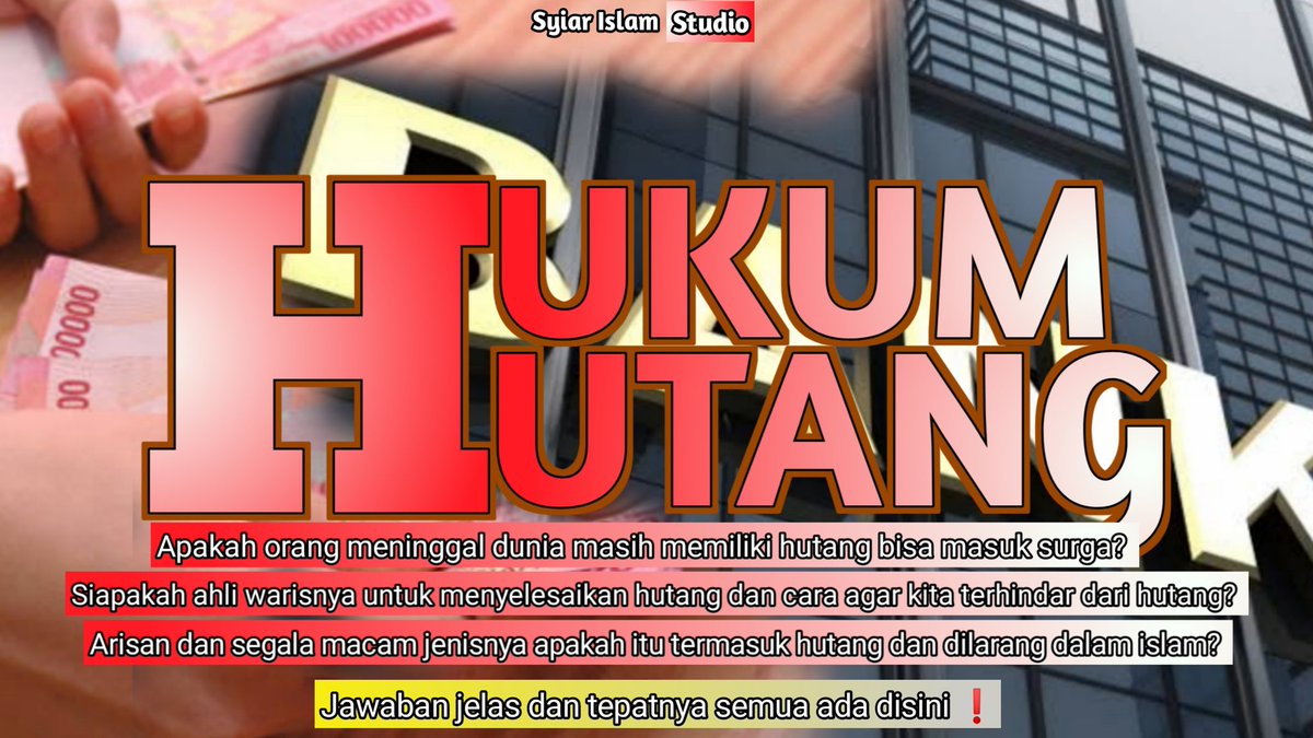 ChannelSyiar's tweet image. Inilah Hukum Hutang bagi Orang yang Meninggal Dunia dan Bahaya dari Hutang

 Perlu diingatkan hutang adalah tanggung jawab kita didunia dan akherat kelak. Jangan smpai kita   menyisakan hutang saat meninggal. Simak penjelasan lengkapnya
youtu.be/vkMdEq_Z3yQ