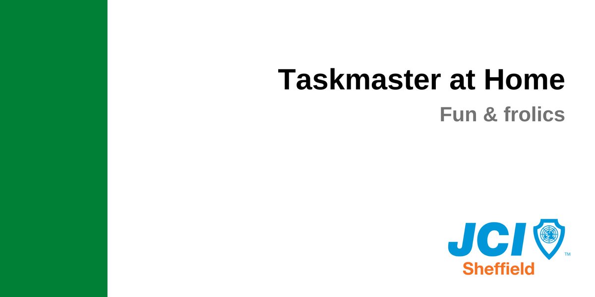 JCISheffield's tweet image. On 14 April we will be playing the official Taskmaster at Home game. Expect a series of challenges that’ll get your creative juices flowing. Don’t worry - the tasks on the night can be accomplished from the comfort of your home - book now eventbrite.co.uk/e/taskmaster-a… #iloves RT