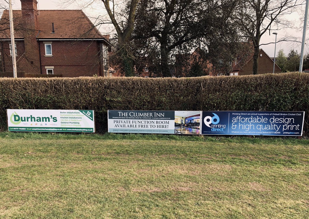 First of the new advertising boards in situ for the upcoming season.

Thank you very much

Durhams Heating Services
The Clumber Inn - Retford
<a href="/printing_direct/">Printing Direct</a>

You’re support is very much appreciated.

More boards on the way but still space available if interested please contact
