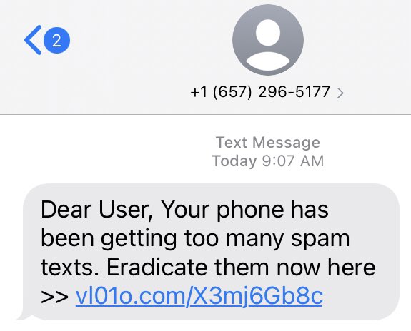 ronsbellamy's tweet photo. Awesome. A #spam text message telling me I get too many spam text messages and I could get their help. https://t.co/yH7mmFYv0L