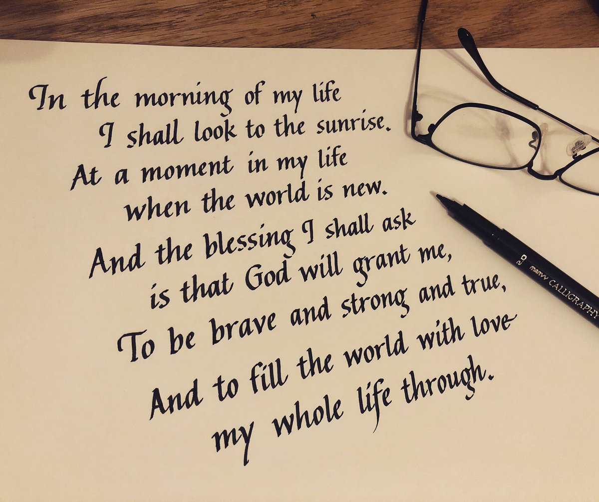 KathrynSLong2's tweet photo. Some very quick calligraphy inspired by lyrics from the song “Fill the World With Love” from the film “Goodbye Mr. Chips” seemed fitting on my birthday. Part 1 of 3. #fillthe🌎with💕 https://t.co/03g4vdY9m4