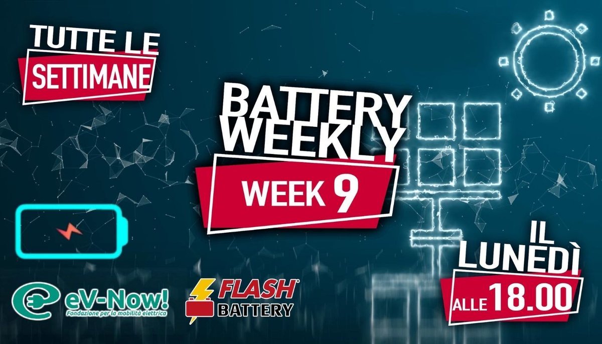 TeslaOwnersIT's tweet photo. ⚡️@FlashBattery & #eVNow! nella #BatteryWeekly!🔋
In questa puntata si parla di Italvolt, delle forniture strategiche made in US e di qual è la scelta meno inquinante tra EV e alimentazione a gas.
TUTTI I LUNEDÌ ore 18.00
Battery Weekly - Week 9 👉🏻 https://t.co/8d0BIcEl79 https://t.co/p0kXXWHDcw