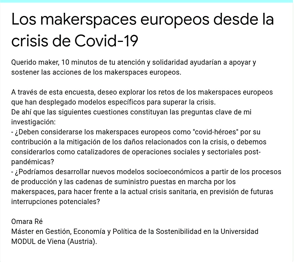 Label_OR's tweet image. 🇪🇸 makers, su solidaridad es necesaria!
📝encuesta
🗓 fin de abril
🕝~10min
💻 @fablabbcn @lahoramaker @TCAsturias @MakersAsturias @elsatch @tomasdiez @fabcitybcn @CoronavirusMak3 @raulolivan @laaab_es @AragonAbierto @G4lile0 @AlexCorvis84 @anlobarri
▶️docs.google.com/forms/d/e/1FAI…