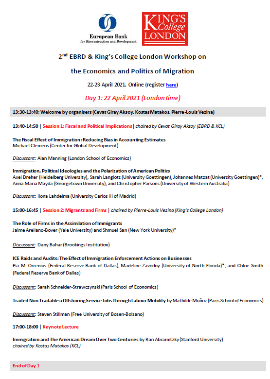 cevatgirayaksoy's tweet photo. w/@kostasmatakos &amp; @pl_vezina, we are excited to announce the program for 2nd @EBRD &amp; KCL 𝗪𝗼𝗿𝗸𝘀𝗵𝗼𝗽 𝗼𝗻 𝘁𝗵𝗲 𝗘𝗰𝗼𝗻𝗼𝗺𝗶𝗰𝘀 𝗮𝗻𝗱 𝗣𝗼𝗹𝗶𝘁𝗶𝗰𝘀 𝗼𝗳 𝗠𝗶𝗴𝗿𝗮𝘁𝗶𝗼𝗻 to be held on 22-23 April.

To join us please register: https://t.co/UQna2mCCrE https://t.co/jAvOcQDLNX