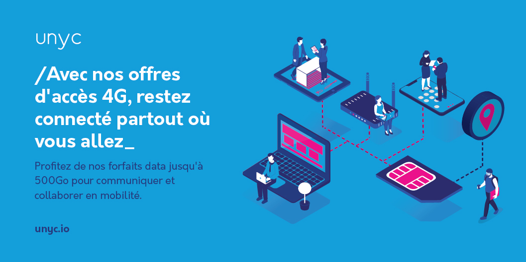 unyc_io's tweet image. En situation de mobilité, nos offres d'accès 4G permettent de collaborer en toute simplicité.
Choisissez le forfait qui convient le mieux aux usages de votre entreprise et de vos collaborateurs.
#4G #data #connectivity #Mobile
