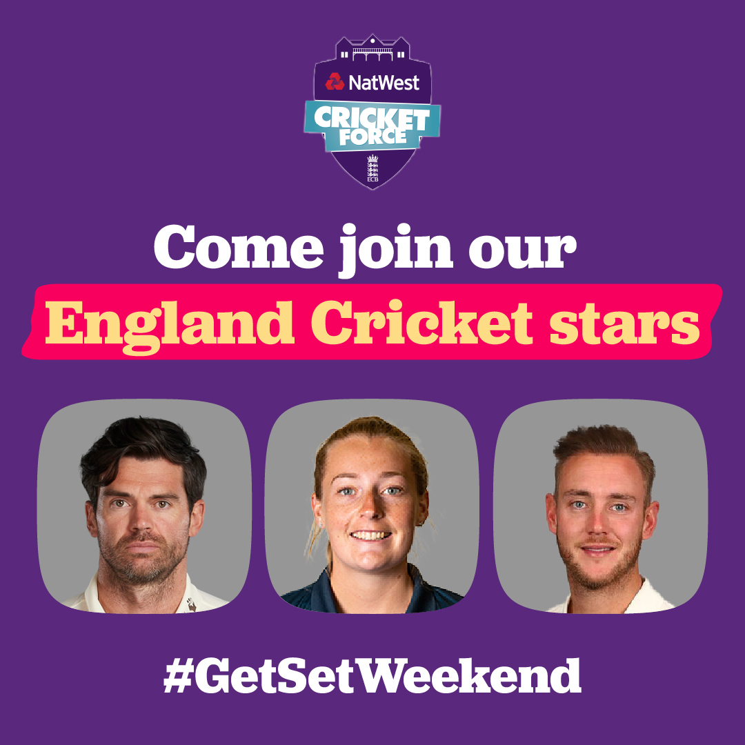 The #NatWestCricketForce #GetSetWeekend is almost here 😍 Join @EnglandCricket stars including @jimmy9, @StuartBroad8 and @Sophecc19 for the Get Set Quiz 📅 April 10th ❓ Get Set Quiz Sign your club up here 👇 bit.ly/3bYh59R