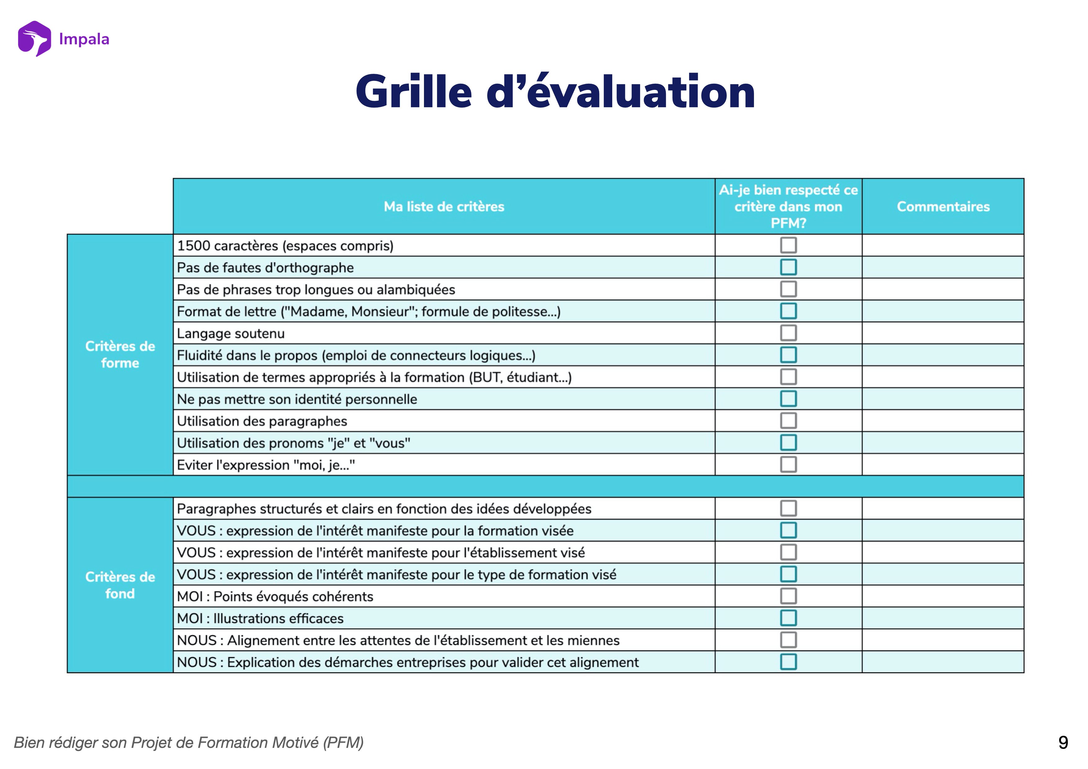 Kosciuszko Extérieur Conclusion grille d évaluation de projet
