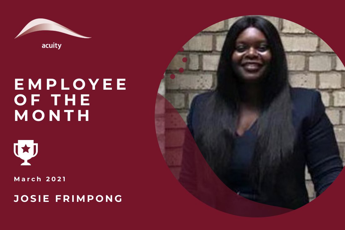 AcuityServices's tweet photo. Congratulations to Josie Frimpong for winning March Employee of the Month!

"Josie has gone above and beyond to help everyone in the building feel comfortable, safe and secure..." 

Read more here: https://t.co/4ey3BNpxm8

#employeerecognition #reception #customerservice https://t.co/CHJS3kbroW