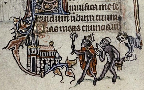  #NationalPetMonth 12th. c. Hugh of St Victor: "Even though the ape is a most vile, filthy, and detestable animal, the clerics like to keep it in their houses and to display it in their windows, so as to impress the passing rabble with the glory of their possessions" (Douce 6 17v)