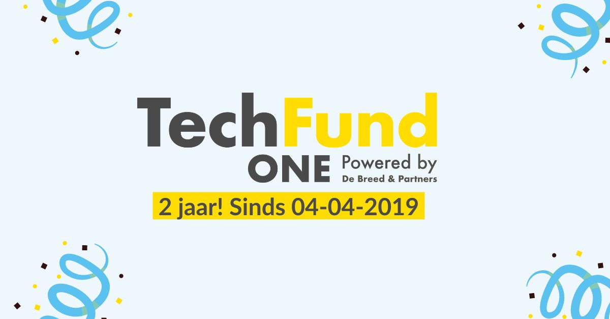 Een klein feestje! Afgelopen weekend, 4 april, bestond ons eigen #investeringsfonds <a href="/techfundone/">Techfundone</a>  2 jaar! 🎉

TechFund One voorziet #technologischebedrijven met kansrijke #innovaties van #groeikapitaal. Ook succesvol #innoveren? Ontdek de mogelijkheden! bit.ly/3uoZPkg