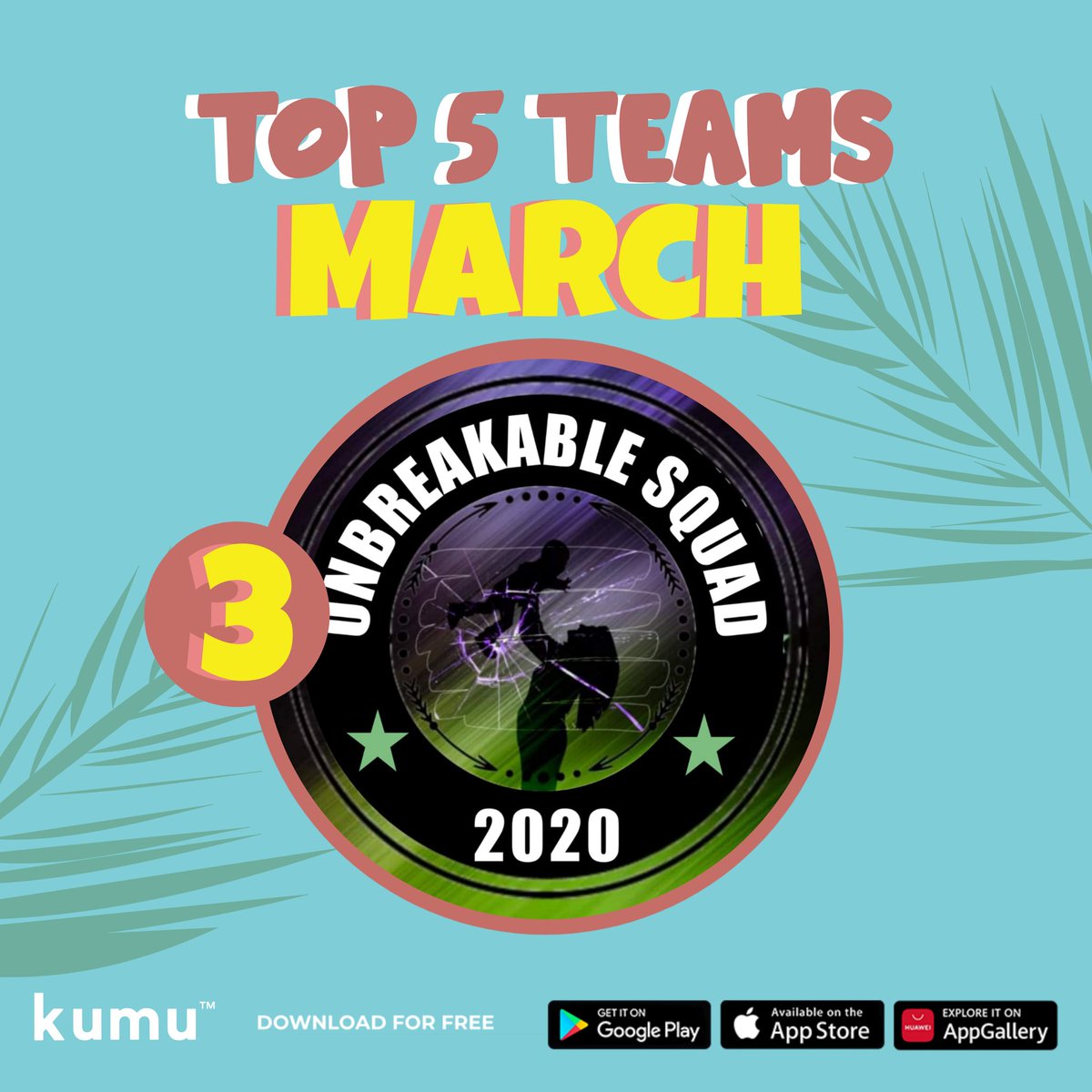kumuPH's tweet photo. Presenting the Top 5 Kumunity teams for the month of March! Congratulations Kumunizens! Sa ibang teams, wag mawalan ng pag asa! Tuloy tuloy lang ang pag live at pag supporta sa co-members. 😍 #kumunityteams #juankumunity https://t.co/jiaOJBTtzV