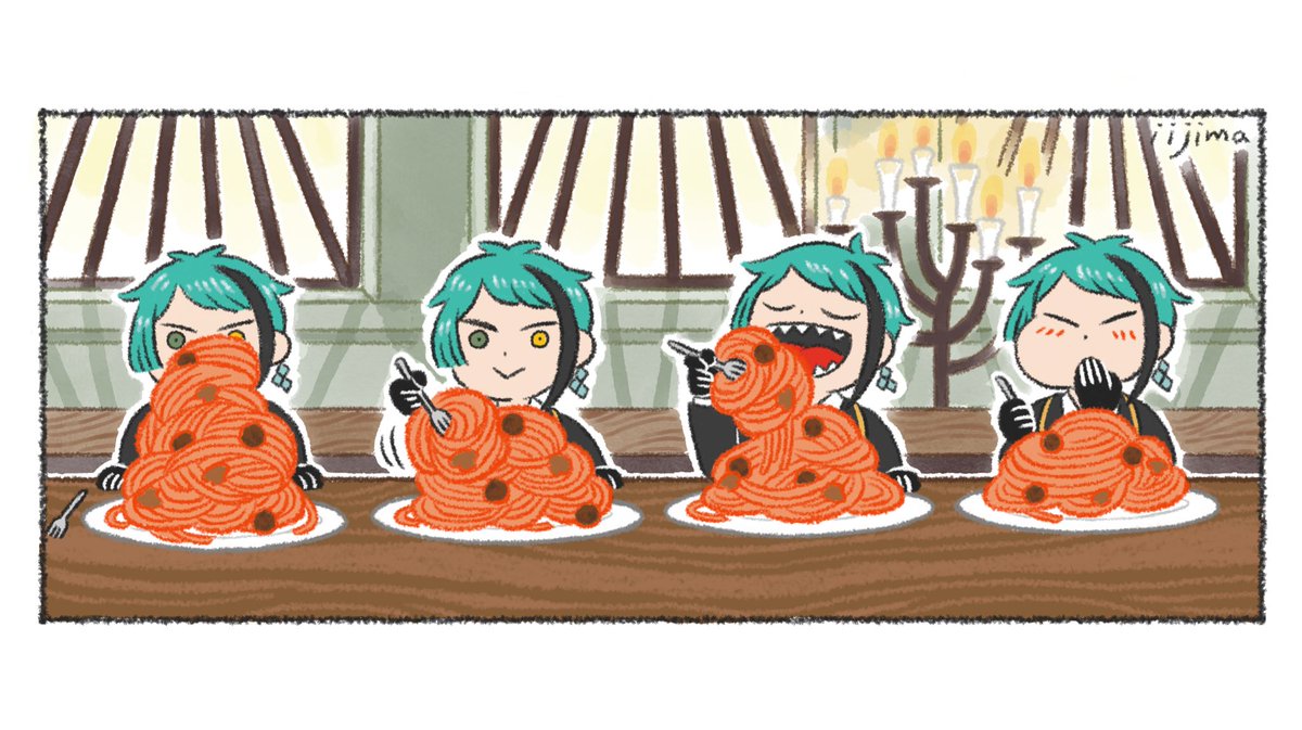 iijima1414's tweet photo. ジェイドくんのランチ🍝
#twstファンアート 
#ツイステファンアート https://t.co/EXSHRopUdQ