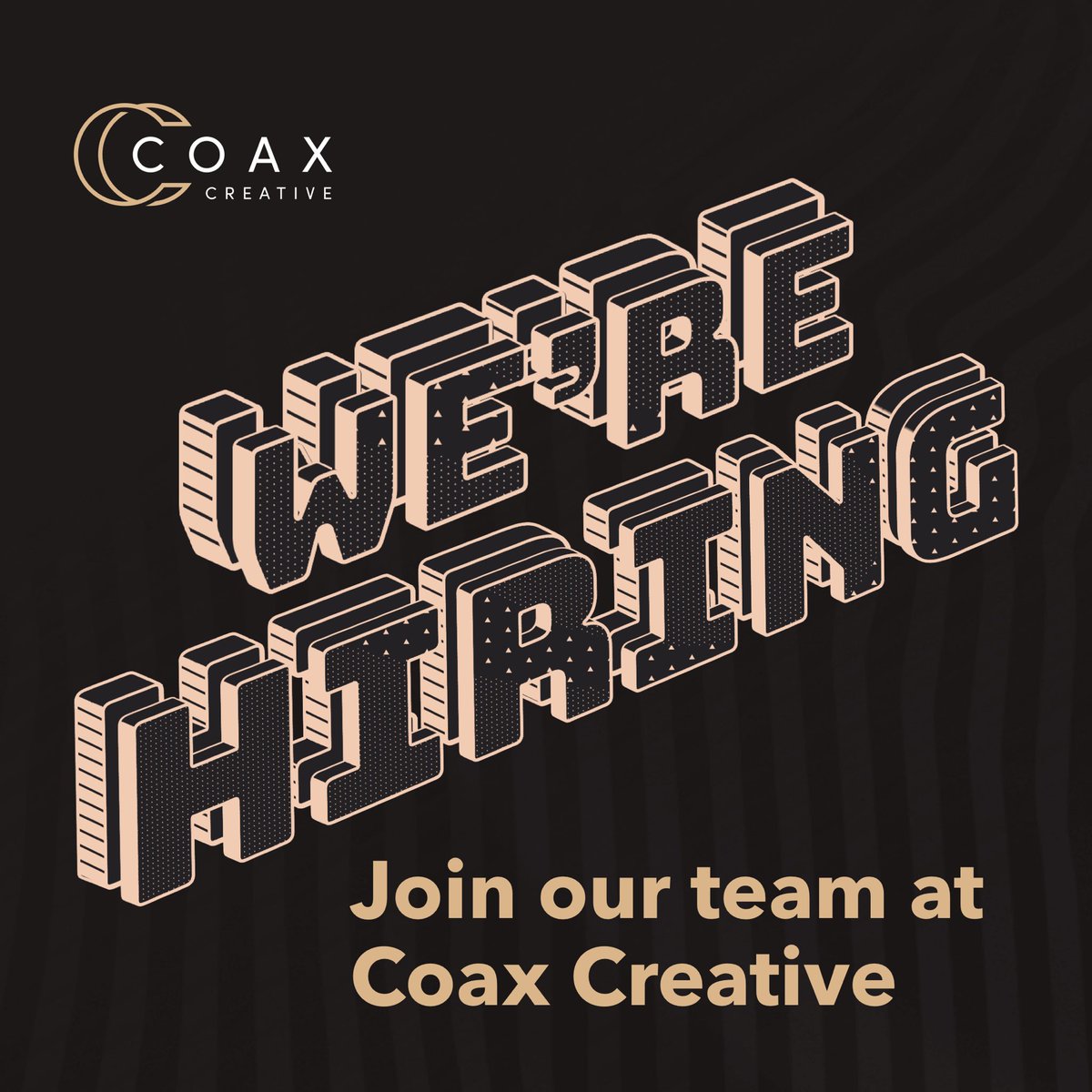 CoaxCreative's tweet image. The Coax Creative team is growing!
Are you creative, organised and have a #digital background? We’re hiring in our #Chester office.

If you’re an;
⁃Account Exec
⁃Account Manager
⁃#Web/ #UI Designer

Get in touch! Drop us an email with your CV to hello@coaxcreative.com