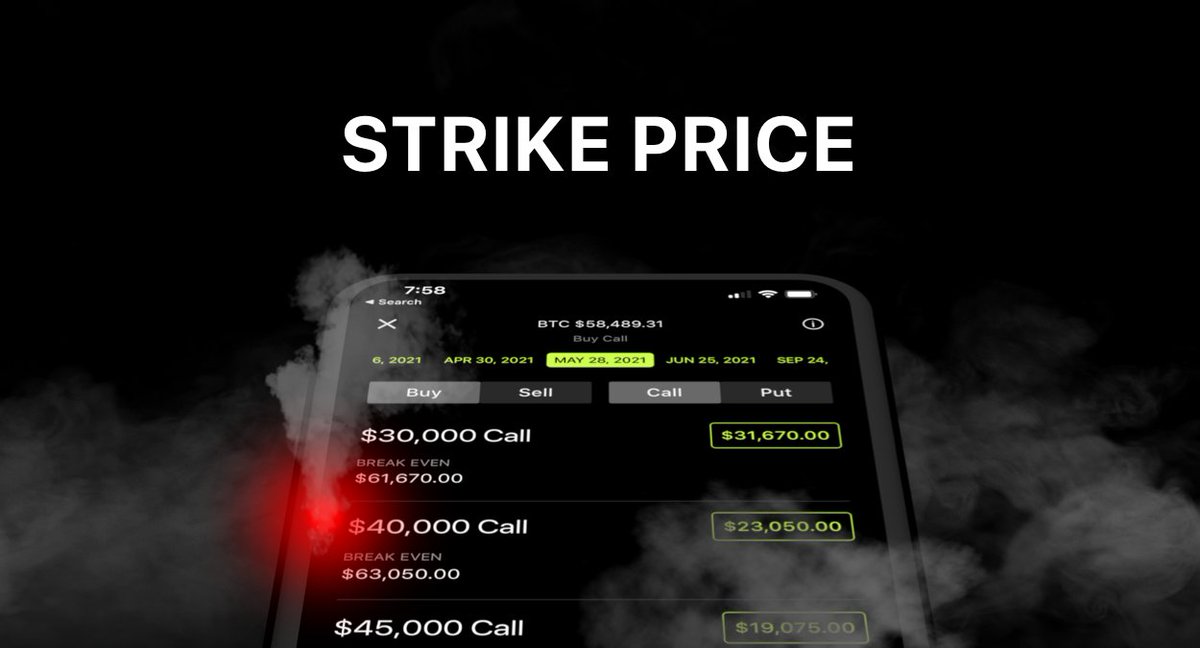 PowerTradeHQ's tweet photo. 4) Every option has a STRIKE PRICE - a price above (for calls) or below (for puts) which the option is exercised. 

If you bought a $65k strike BTC call option and it’s $70k at the moment of expiration - you gain $5k 🤑 https://t.co/plWWs5hz6D