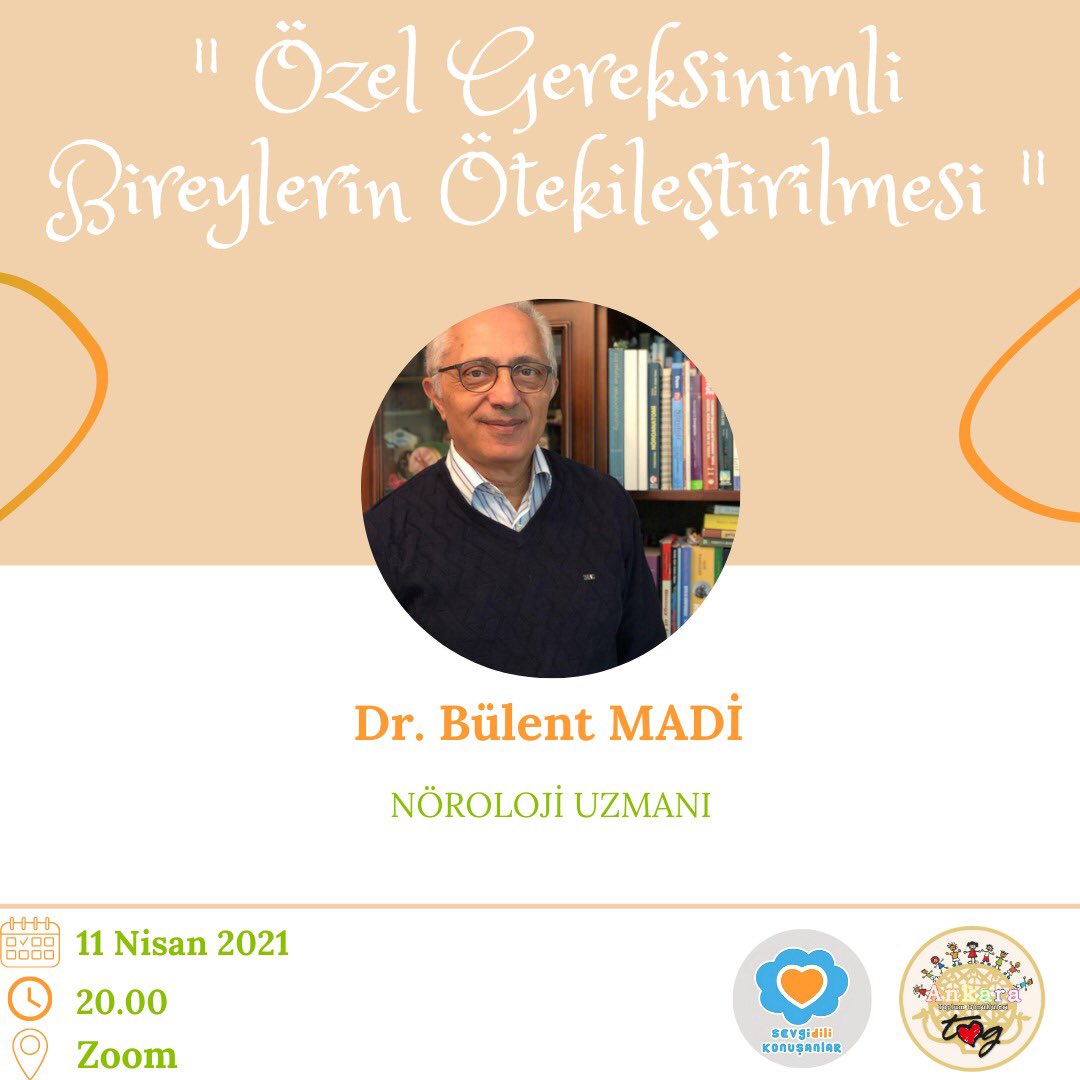 Otizmde farkındalık eğitimlerimizin üçüncüsü bu Pazar saat 20:00’da Dr. Bülent Madi ile gerçekleştirilecektir.🤍🤍 Konumuz “Özel Gereksinimli Bireylerin Ötekileştirilmesi”. Eğitim için Zoom linki Telegram grubunda paylaşılacaktır; t.me/joinchat/1DFFx… 🎈