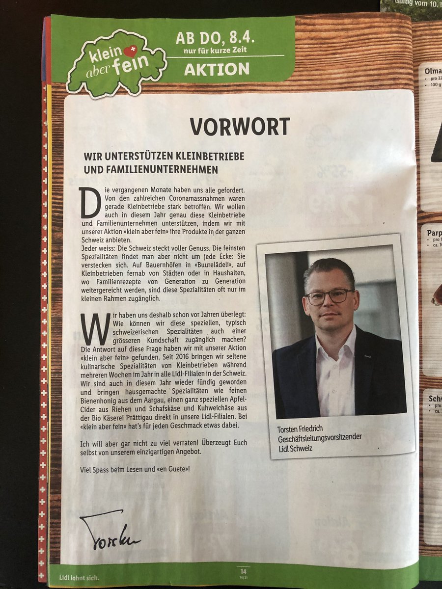 ChAebischer's tweet image. Sorry #LidlSchweiz, aber #Geschäftsleitungsvorsitzender nennt sich hier in der #Schweiz niemand. #Direktor wäre viel schweizerischer, kürzer und dadurch auch günstiger.