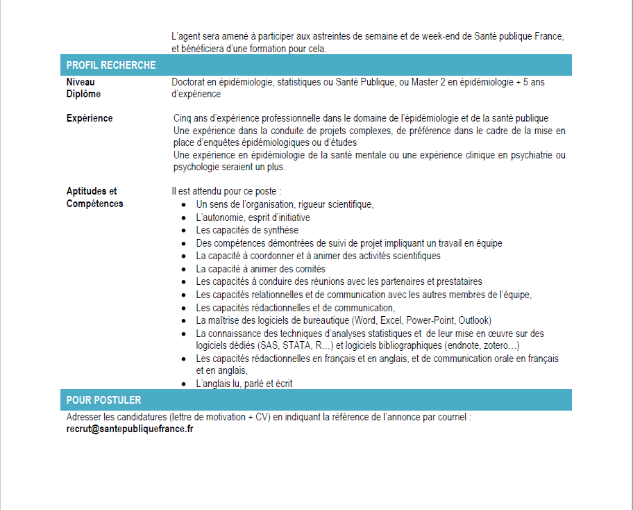 maude_marillier's tweet photo. [#Offredeposte] Vous avez envie de travailler sur la #SantéMentale ? Santé publique France recrute pour 24 mois un chargé de projet scientifique pour la mise en œuvre d'un dispositif de surveillance pérenne de la santé mentale de l'enfant!
🖊️A vos CV et lettre de motivation ! https://t.co/1eXKriJEd5