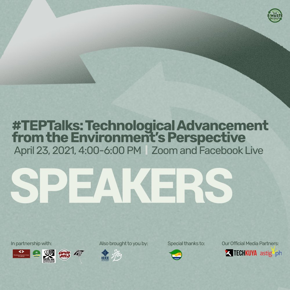 theewasteprojph's tweet photo. Take part as The E-Waste Project begins #TEPTalks this coming April 23, 2021 from 4:00 PM-6:00 PM via Zoom and Facebook Live! 

Register now via https://t.co/qW5bBaEJHe

#TEPYear9
#ParaSaBayan
#ParaSaMundo https://t.co/g6X5ByVoLM