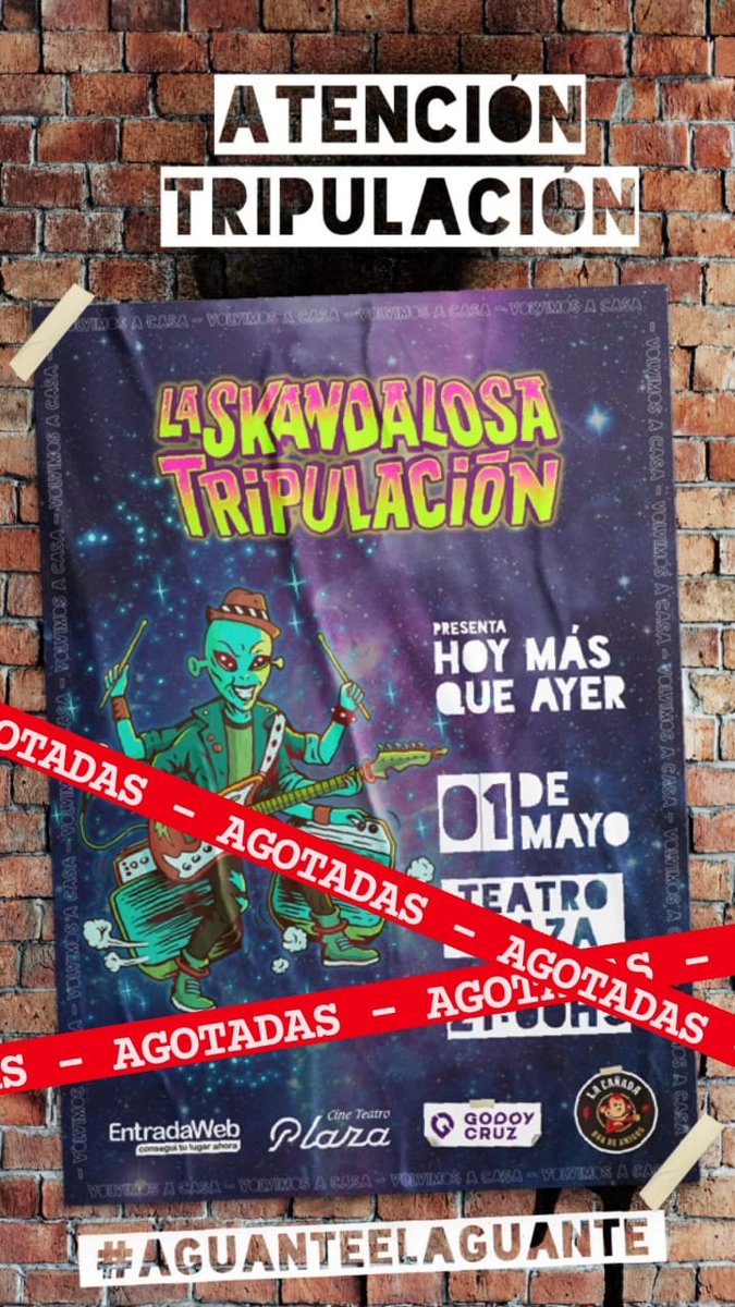 ATENCIÓN TRIPULACIÓN 🚀
Se viene muy manija las fecha en el Plaza de GC <a href="/MuniGodoyCruz/">Godoy Cruz</a> 

Solo quedan entradas para el 30! No la duermas que se van volando!