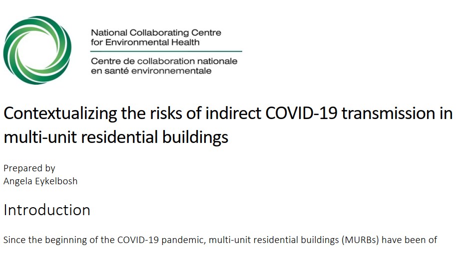 What's the risk of COVID in apartment buildings? This review covers much of the basics but I believe the prevalence is much higher ... (THREAD) /1  https://ncceh.ca/documents/evidence-review/contextualizing-risks-indirect-covid-19-transmission-multi-unit