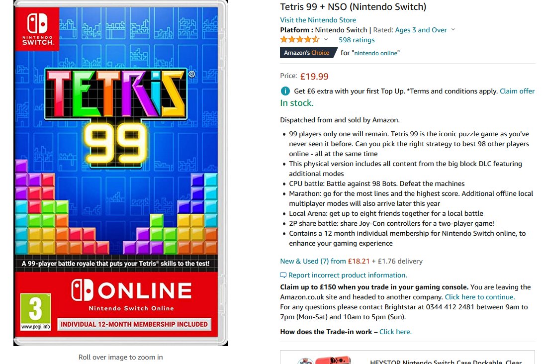 Jon Cartwright on X: Future Tetris 99 prints could get replaced by Pac-Man  so if you want a physical copy now is probably the time to buy Comes with  DLC and is