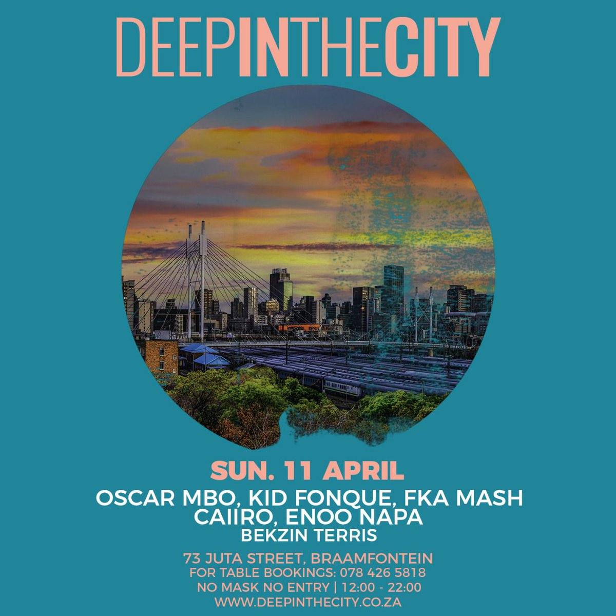 E N O O | N A P A (@enoonapa) on Twitter photo Deep In The City this Sunday. Hoping to see you all at #Church - <a href="/deep_inthecity/">DeepInTheCity</a> w/ <a href="/KidFonque/">kid Fonque</a> <a href="/RealFkaMash/">FKA MASH</a> <a href="/CaiiroSA/">Caiiro</a> <a href="/BekzinTerris/">Bekzin Terris</a> <a href="/OscarMbo/">Oscar</a> Deep In The City this Sunday. Hoping to see you all at #Church - <a href="/deep_inthecity/">DeepInTheCity</a> w/ <a href="/KidFonque/">kid Fonque</a> <a href="/RealFkaMash/">FKA MASH</a> <a href="/CaiiroSA/">Caiiro</a> <a href="/BekzinTerris/">Bekzin Terris</a> <a href="/OscarMbo/">Oscar</a>