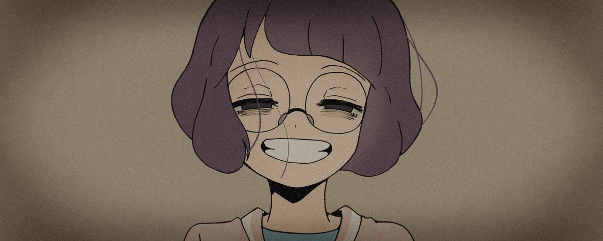 solo 1girl glasses smile grin short hair half-closed eyes  illustration images