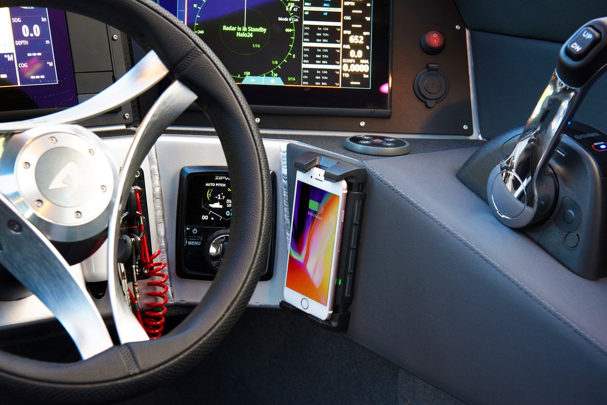 Scanstrut's tweet image. We're proud to be the official waterproof wireless charging partner for #anytec boats. From 2021, ROKK Wireless - Active is standard equipment in all Anytec models, keeping your phone safe, charged and in reach even in the toughest conditions. scanstrut.com/rokk-wireless #boat #boats