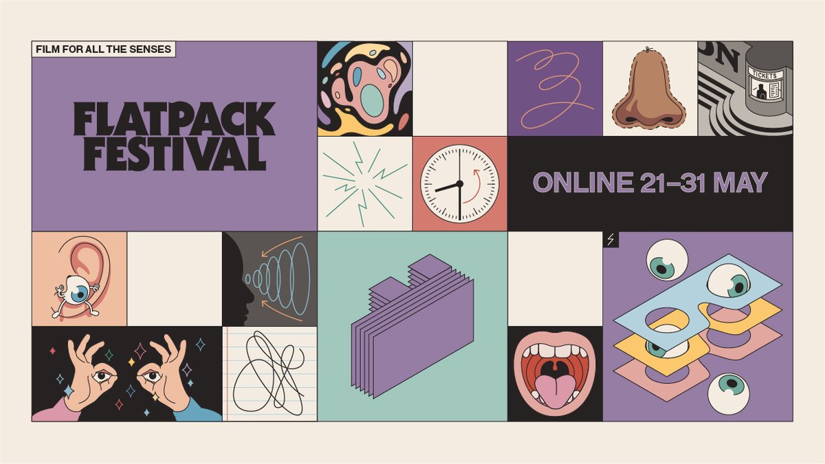 #Flatpack2021 is not your average Flatpack. We’re kicking off 4 whole months of cinematic treats on 21 May with a (virtual) bang, and an extra special programme calls for a fresh new look! Huge thanks to Jacques Kleynhans and Justin Hallström for the awesome visuals. 👀 👂 👄