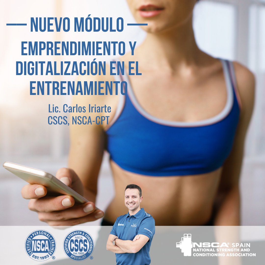 🆕 Desde ahora los Cursos de Preparación para el Examen NSCA-CPT y CSCS con NSCA Spain incorporan dos nuevos módulos para complementar y MEJORAR TU FORMACIÓN:
▪Emprendimiento y digitalización en el entrenamiento 🎓 Lic. <a href="/IriarteOlalla/">Carlos Iriarte</a> , CSCS, NSCA-CPT
ℹ cursos.nsca.es
