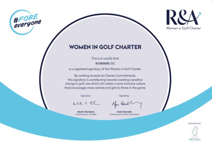 We are proud to become a Women in Golf Charter Signatory. The Charter was launched to increase women and girls participation in golf and #kenmaregolfclub is committed to show that golf is #FOREeveryone.
<a href="/RandA/">The R&A</a> <a href="/GolfIreland/">@GolfIreland</a> #LevelPar #inviteher #golfkerry #ladiesgolfsociety