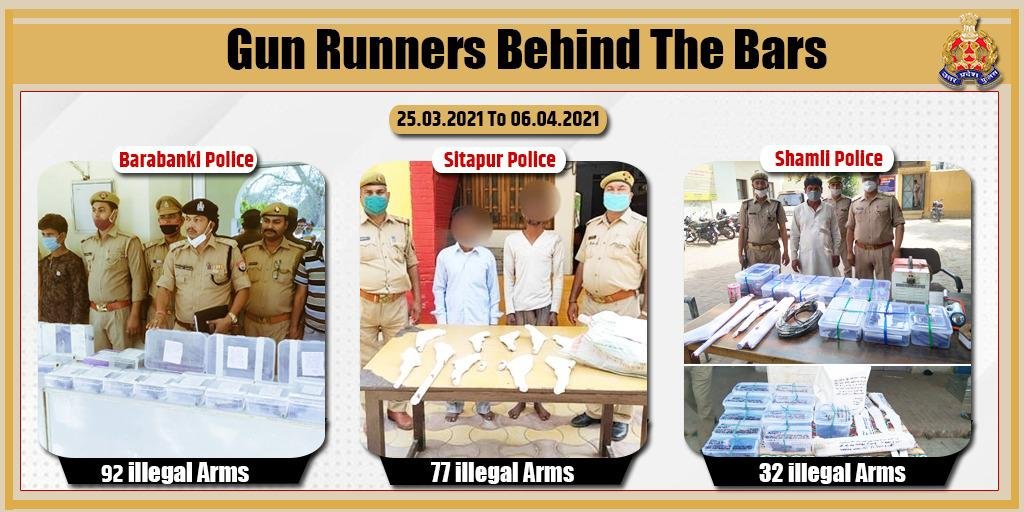 Uppolice's tweet image. Those dealing in illegal arms shall not escape the ‘arms of law’ !

#CrackDownUPP 
#ZeroToleranceOnCrime 
#weapons 
#arms 
#UPPolice 
#Police