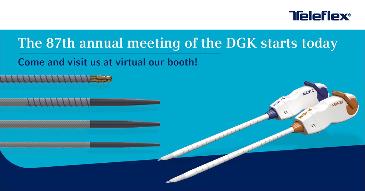 TeleflexCardiol's tweet photo. The 87th annual meeting of the DGK starts today. Come visit us at our virtual booth. 
Follow the below link for information on our products and to contact us directly.                       
https://t.co/06jKsbdpCc
#Guideliner #Manta #Turnpike #WhereEngineeringMeetsComplexAnatomy https://t.co/Gcz3LZi8w0
