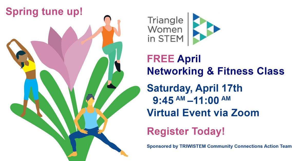 TriangleWiSTEM's tweet photo. FREE Fitness Class & Networking Opportunity!
For more info and to register, visit:
https://t.co/SiQrvfmq6y
#networking #triwistem #healthyhabits #fitness https://t.co/BDIdcRTqEk