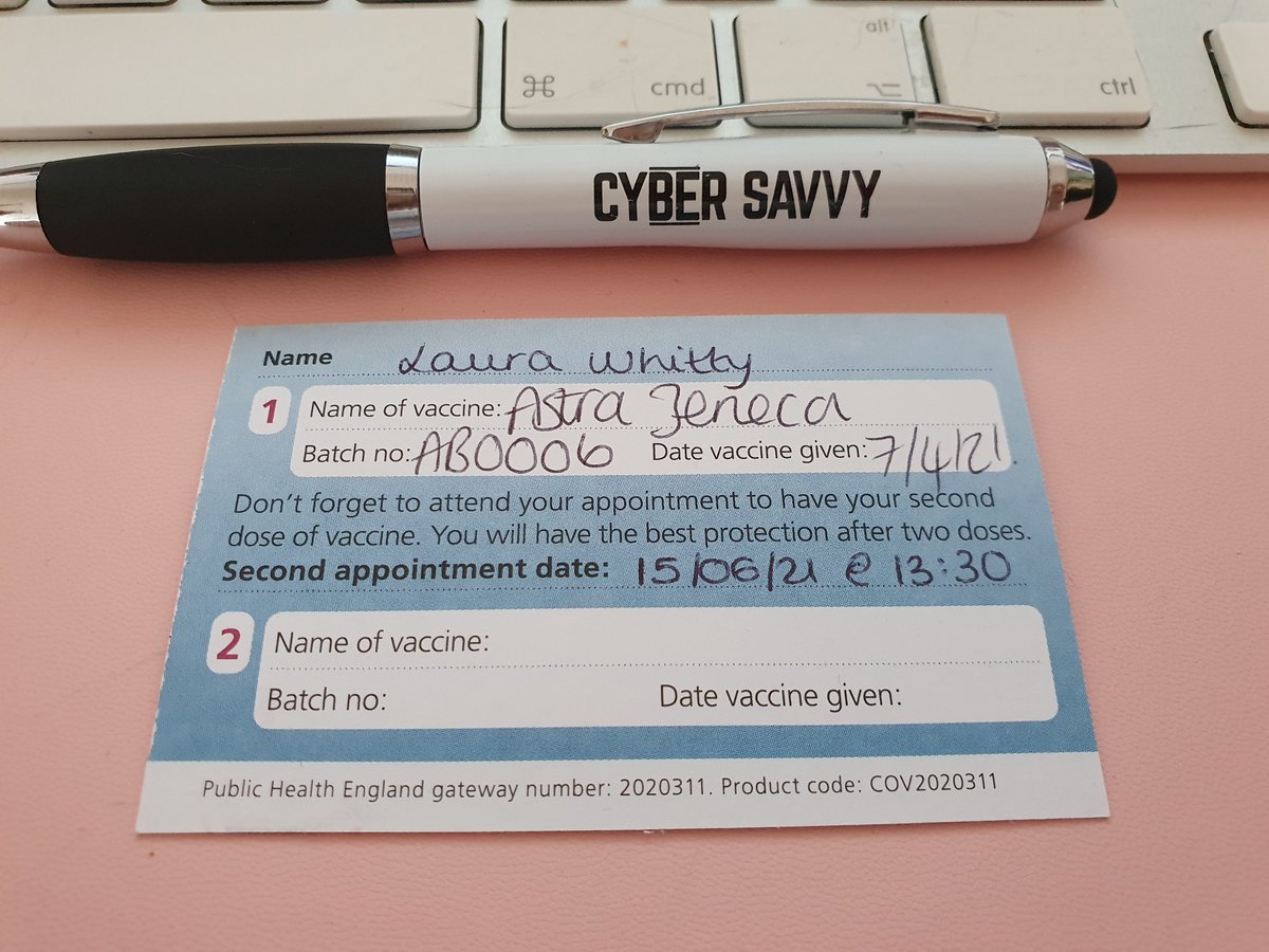 So excited - finally had my first vaccination #AstraZeneca #vaccinated. One more step towards keeping my family and community safe. It finally feels like spring 💙