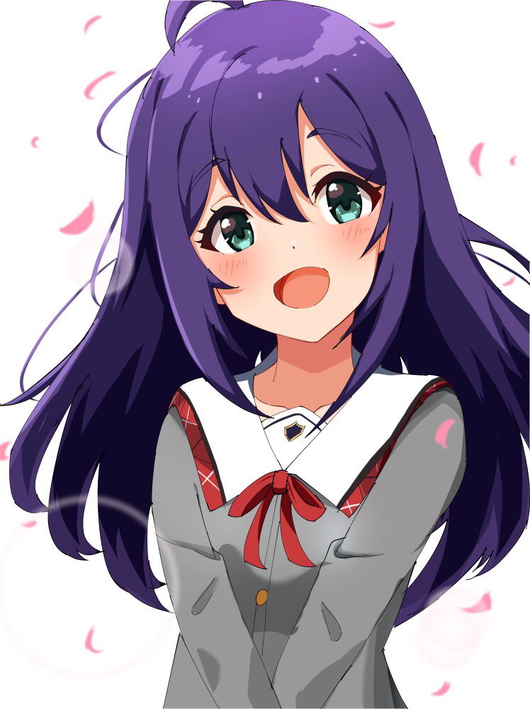 mochizuki anna 1girl solo long hair smile ahoge purple hair looking at viewer  illustration images