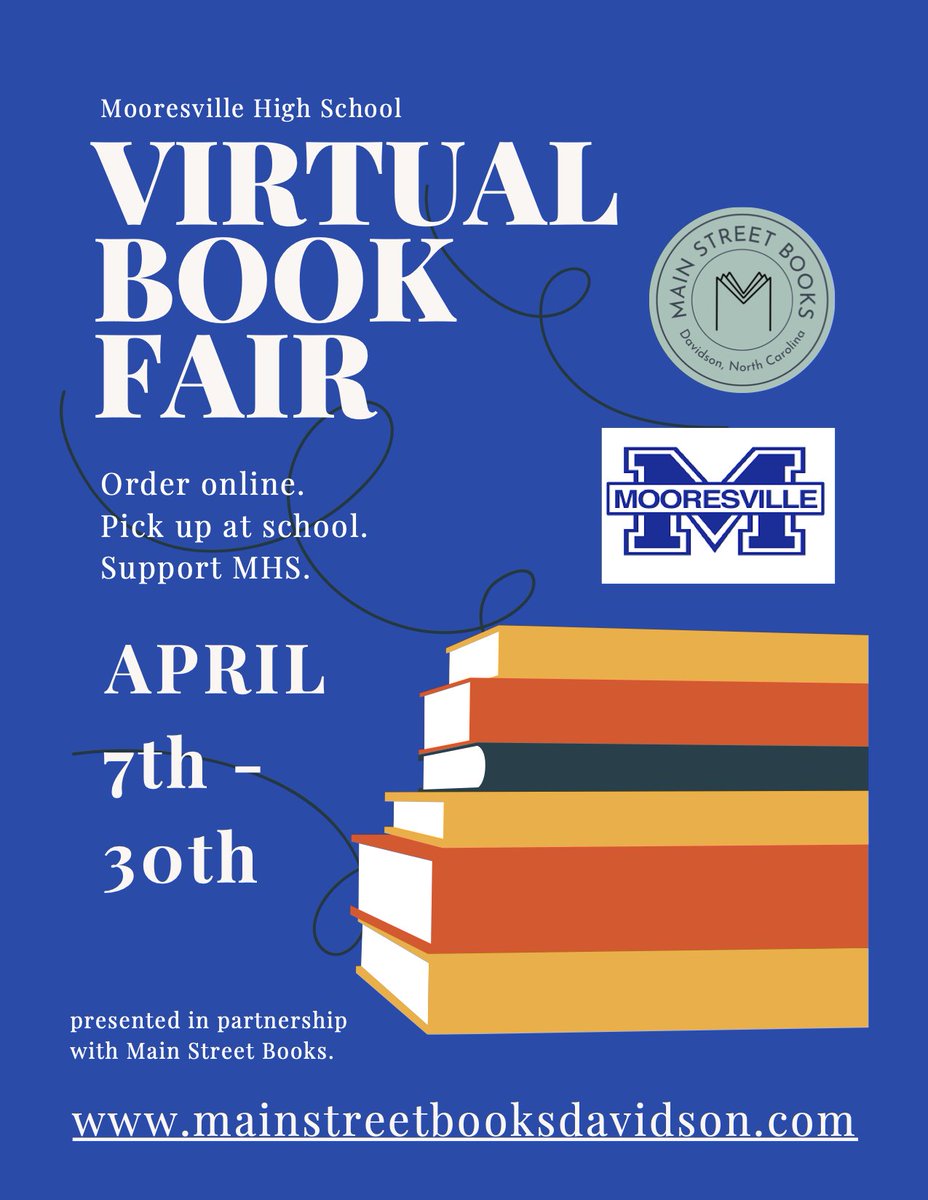 KristiBrawley's tweet photo. We've partnered with Main Street Books to hold a virtual book fair. Please use the code MHS to benefit our library. Ordered books will be delivered to the school on 4/19 &amp; 5/3 for free. Thanks for your support! #SchoolLibraryMonth @mhsreads @MHSBlueDevils 
https://t.co/yVrNrTqWSQ https://t.co/0EtPMpqSyI