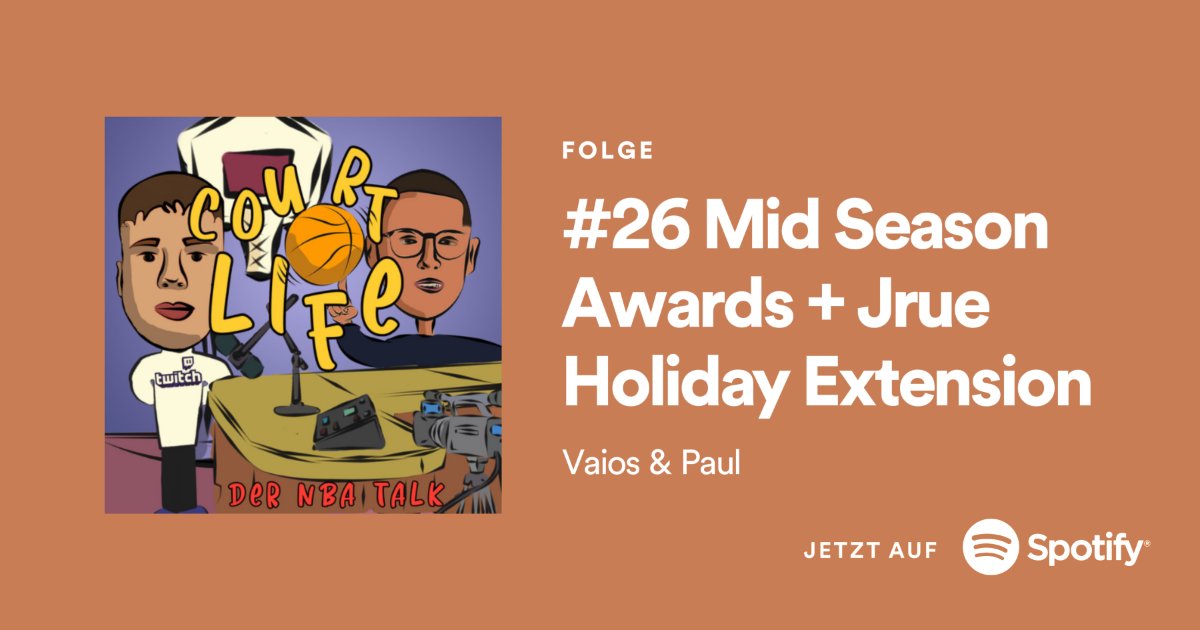 bluvava's tweet photo. Folge #26 ist raus mit saftigen Themen. Wir gehen durch die Holiday Extension und die MID SEASON AWARDS. Wer ist euer MVP bis jetzt? Ist Lamelo der ROTY? Hört rein und diskutiert mit unter #courtlifepod !
#nba #nbagermany #nbadeutschland #nbapodcast #nbanerds #2kgermany #share https://t.co/Vu2UCMk2e7