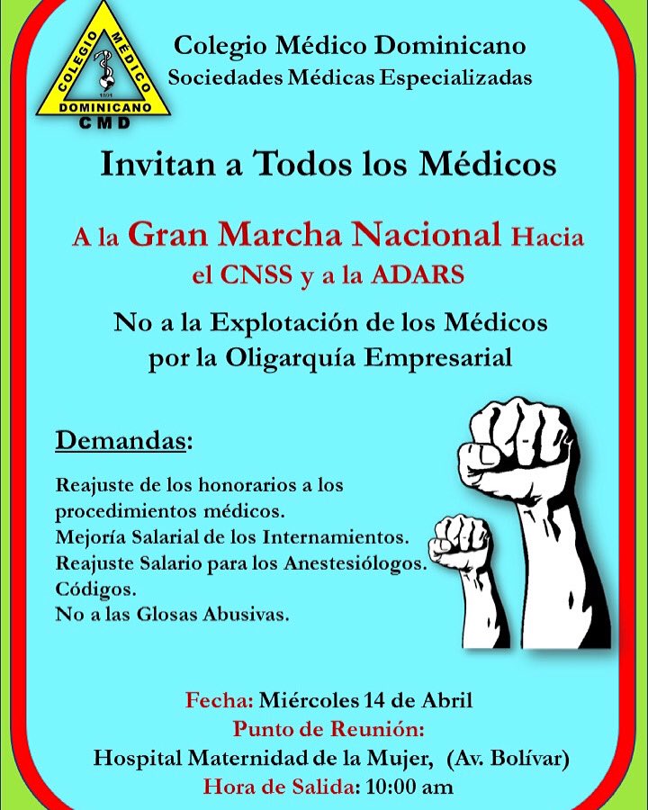 cmdorg's tweet photo. !Aviso! Gran Marcha Hacia el CNSS y a la ADARS #CMD #cmdrd https://t.co/9wDrnyw4pw