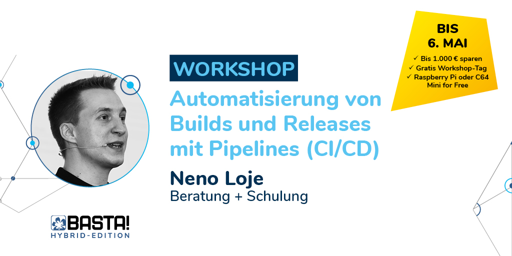 BASTAcon's tweet image. #Buildserver sind heutzutage nicht mehr wegzudenken. Mit #AzurePipelines hat #Microsoft eine Infrastruktur erschaffen, die Teams viel Arbeit sparen kann. Neno Loje zeigt in seinem @BASTAcon-Workshop wie Sie die #BuildPipelines einrichten. ow.ly/HEoO50EixcU