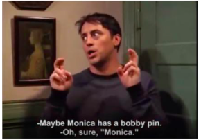 IsaSearch's tweet image. Breaking news: Joey successfully used air quotation marks in Season 8 before he "claimed" he didn't know how to use them in Season 9.  #friends