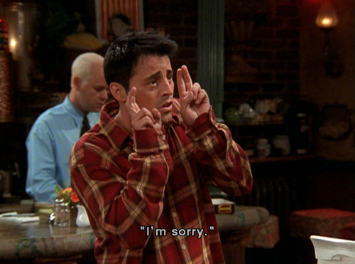 IsaSearch's tweet image. Breaking news: Joey successfully used air quotation marks in Season 8 before he "claimed" he didn't know how to use them in Season 9.  #friends