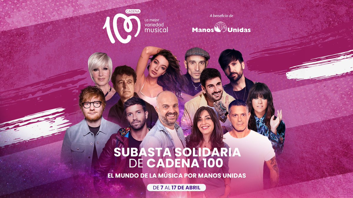 💽🎤CADENA 100 y el mundo de la música se unen en una gran subasta solidaria por el proyecto de Manos Unidas en Mukuru (Kenia). Desde hoy hasta el #17A puedes pujar por objetos personales de tus artistas favoritos en cadena100.es, ¿te lo vas a perder? #ManosUnidas