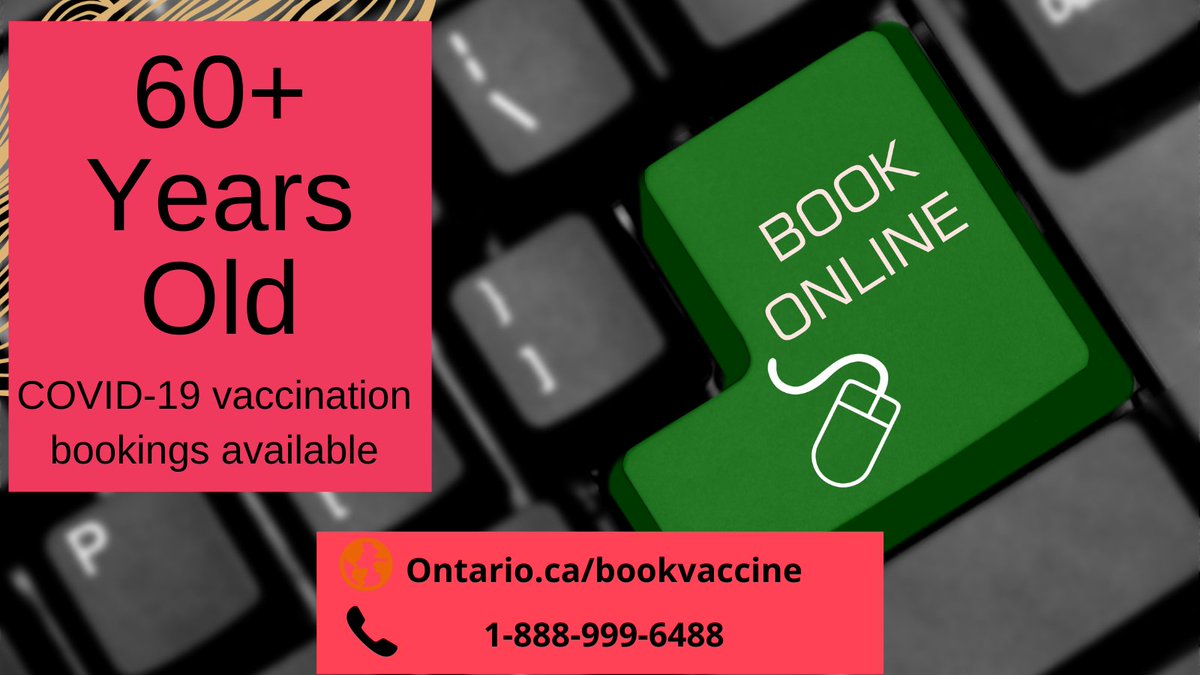 HPEPublicHealth's tweet image. 60+ now eligible for vaccine appointments in our region. Book online at Ontario.ca/bookvaccine or call 1-888-999-6488