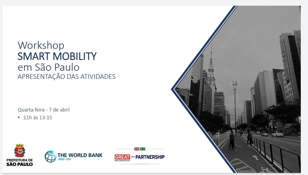 Hoje participamos do Seminário sobre Smart Mobility promovido pelo <a href="/bancomundialbr/">Banco Mundial Brasil</a> com a <a href="/sptrans/">SPTrans</a> de Sao Paulo