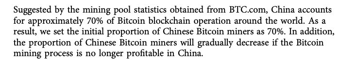 Other questionable things: the authors naively assume Chinese hashrate is 70% of Bitcoin mining because of pool data from  http://BTC.com . Also a crazy assumption. Pools ≠ mining machines. More sloppy reasoning