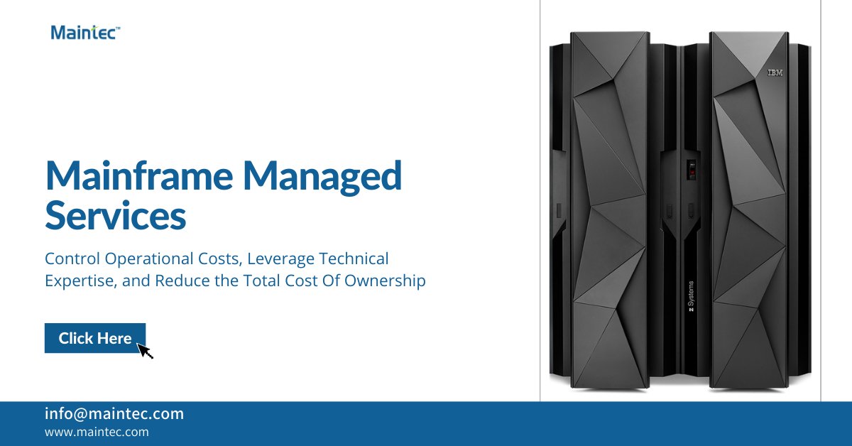 Maintec_Tech's tweet image. Maintec aims to handle complex systems and resource challenges while driving down the Total Cost of Ownership (TCO).
Talk to an expert today! For more info visit- maintec.com/managed-mainfr…
#mainframe #mainframeservices #mainframemanagedservices