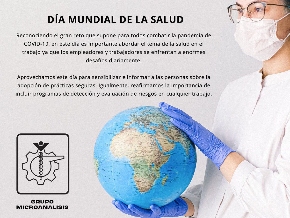 microanalisis's tweet photo. En el #DíaMundialdelaSalud promovemos las buenas practicas en el entorno laboral y el acceso a una atención sanitaria de calidad. Aún en el año 2021, la pandemia pone a prueba los sistemas de #salud y su organización. https://t.co/XWliokgQoH